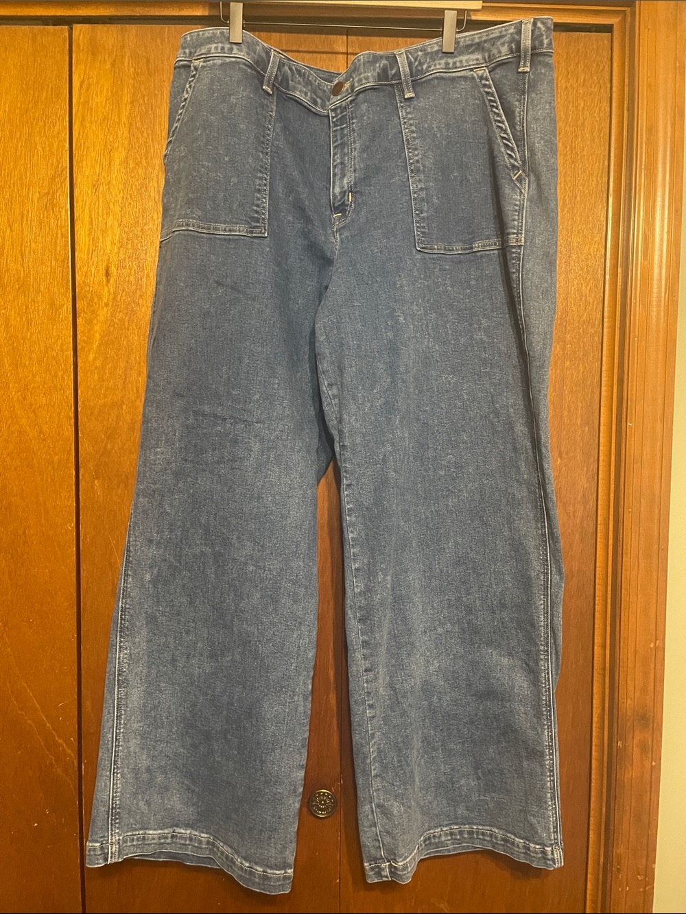 Lane Bryant 24w Wide Leg Stretch Denim Pants - Med Wash Blue